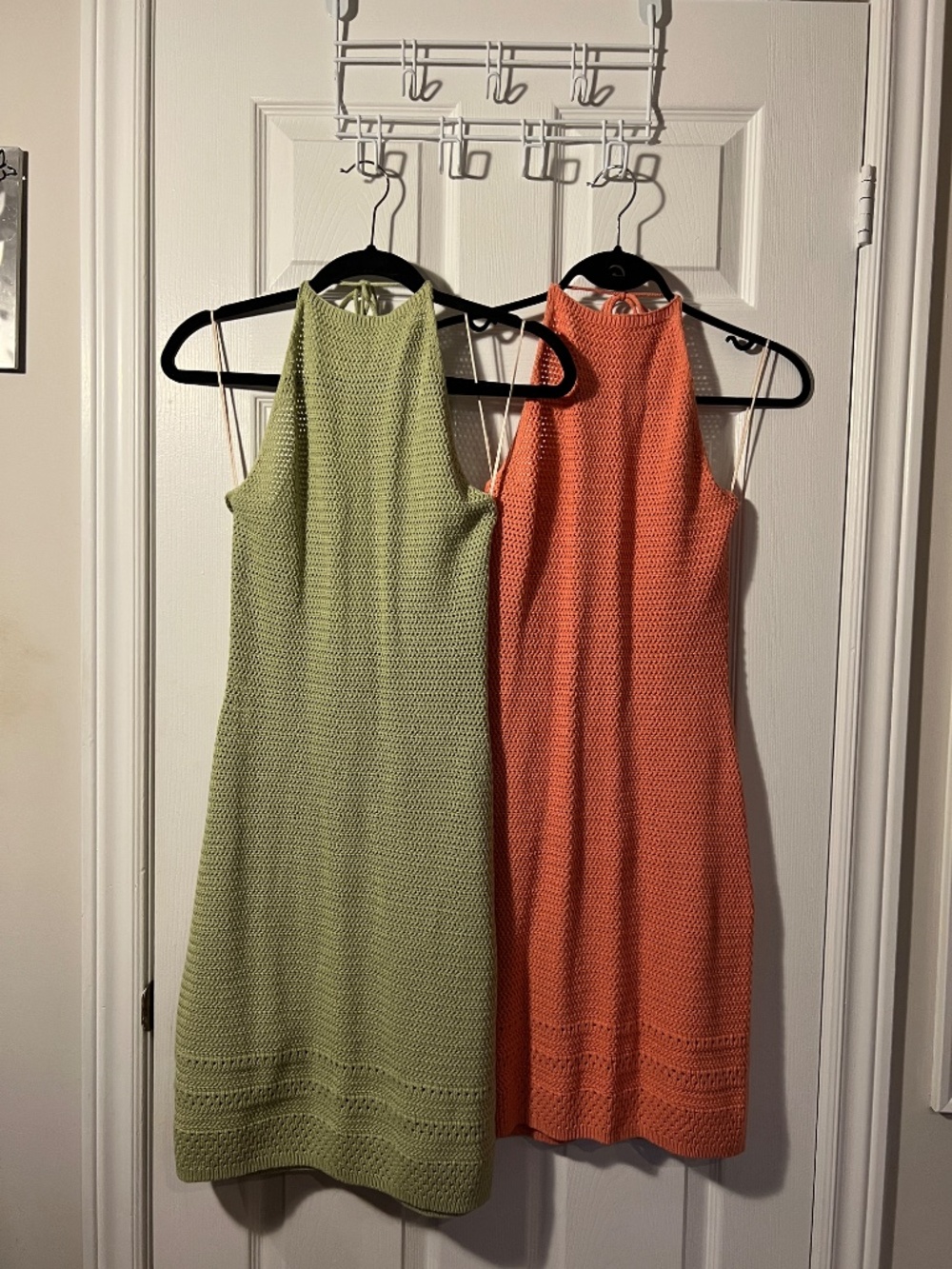 Aritzia Sunset Halter Dress Crochet Mini Open Back Dress Size S in Green